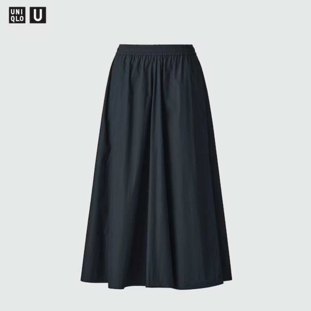 NWT! $60 UNIQLO Cotton Blend Volume Long Midi Skirt Black Japan Med / US SMALL